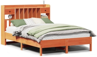 vidaXL Massivholzbett mit Regal ohne Matratze Wachsbraun 150x200 cm 3322908