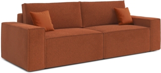 AX LIVING Cord Sofa Talaton 248cm Sofa Kissen Schlaffunktion Ziegelrot