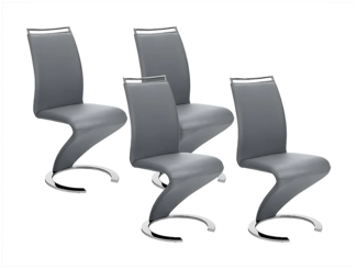 Vente-unique - Stuhl Freischwinger 4er-Set - Kunstleder - Grau - TWIZY