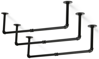 Clanmacy Kleiderstange 3 St Kleiderständer Garderobenstange im Industrie-Design 92cm (Wandgarderoben, Garderobenstangen, 3 St, 3x Kleiderstange, Mit 36 Haken, 24 Schrauben, 24 Kunststoffteile), Hohe Belastbarkeit bis 65kg,Einfache Installation, Hängend