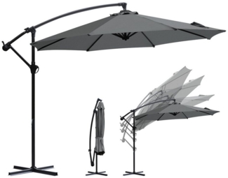 Sekey Sonnenschirm Ø300cm Gartenschirm mit ständer, mit Kurbel, UPF50+, LxB: 300,00x300,00 cm, Ampelschirm, Leicht zu montieren, für Garten, Terrasse