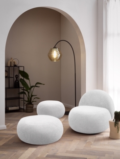 DOMO. collection Sessel 700 016, Polstersessel, rund, gepolsterte Rückenlehne, Füße mit Filzgleitern, Armsessel, Polsterganitur, 73 x 75 x 76 cm (BxTxH), grau