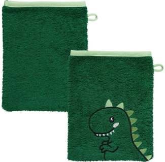 Erwin Müller Waschhandschuh Kinder-Waschhandschuh "Dino" 2er-Pack, (2-St), Walk-Frottier Uni