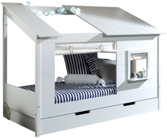 Baumhaus Bett Katerine 214x105x159 Spielbett MDF+Massivholz Weiß