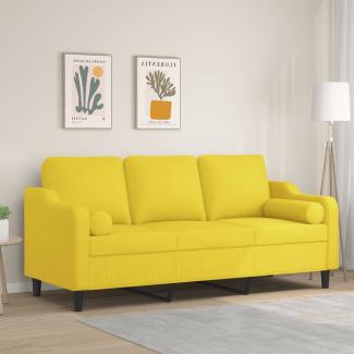 vidaXL 3-Sitzer-Sofa mit Zierkissen Hellgelb 180 cm Stoff 3200858