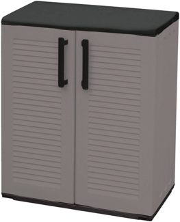 Dmora Amordel Outdoor-Garderobe, Outdoor-Möbel, Mehrzweck-Balkongarderobe, 100 % Made in Italy, Grau und Schwarz, gestreifte Oberfläche, 68 x 37 x 84 cm