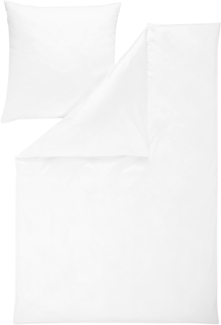 Estella Mako-Satin Bettwäsche Atelier Valetta 155x220 + 1 x Kissen 80 x 80 Uni weiss