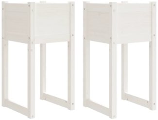 vidaXL Pflanzkübel 2 Stk. Weiß 40x40x81 cm Massivholz Kiefer 822125