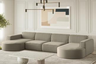 Wohnlandschaft U-Form Sofa PALMA XL in Stoff Opera Velvet Pearl