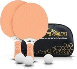 Senston Tischtennisschläger Set inkl. 3 Bälle und Aufbewahrungstasche, orange