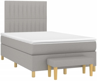 vidaXL Boxspringbett mit Matratze Hellgrau 120x190 cm Stoff 3270418