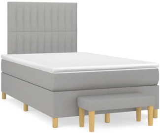 vidaXL Boxspringbett mit Matratze Hellgrau 120x190 cm Stoff 3270418