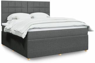 vidaXL Boxspringbett mit Matratze Dunkelgrau 180x200 cm Stoff 3294436