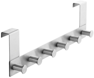 SO-TECH® Türgarderobe Garderobenleiste LINEA 380 x 110 mm, mit 6 Haken Türhaken, (Spar-Set, 3-St), Edelstahl matt gebürstet, für 40 mm Türen ohne Falz