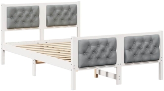 vidaXL Bettrahmen Hellgrau 135 x 190 cm Massives Kiefernholz 878413