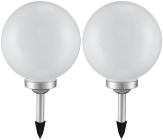 2x LED Solarleuchte, Kugel weiß, DM 25 cm, H 65 cm
