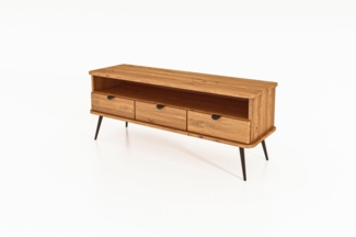 TV-Board Tula Wildeiche massiv 144x46x57 mit 3 Schubladen 1 Fach Metallbeinen
