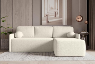 Compleo Ecksofa klein boucle, Eckcouch mit Schlaffunktion MODERNA Universell