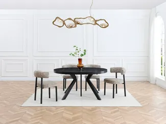 Vente-unique - KOMONI Esstisch Holz, Platte Schwarz - B 120 cm x H 76 cm x L 250 cm300 cm150 cm200 cm