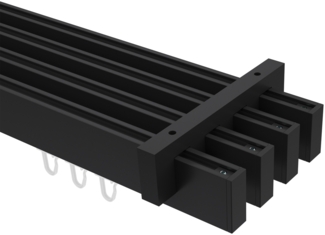 Innenlauf-Gardinenstangen-Set Smartline Paxo 300 cm (geteilt in 3 x 100 cm), 4-läufig, 14x35 mm Schwarz