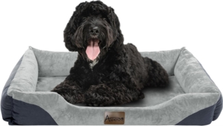 Aspero Tierbett Hundebett für kleine, mittelgroße und große Hunde, 50 % Baumwolle, 50 % Polyester, Premium Hundekissen mit abnehmbarem Bezug