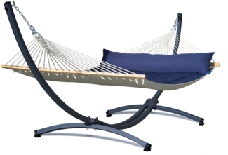 Potenza Panama Stabhängematte mit Grande Gestell bis 220kg I Hängematte- 210x140, 200kg I Blau