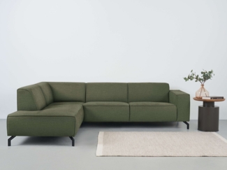 Places of Style Ecksofa Lorcan, Breite 275 cm, weiches Sitzgefühl, mit schwarzen Metallfüßen, Lederoptik und in weichem Strukturstoff