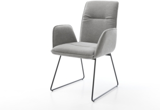 Esszimmerstuhl Vinja-Flex Strukturstoff Soft Grau Kufengestell Schwarz