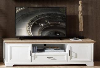 TV-Lowboard & Wandregal JÜLICH-36 in Pinie weiß und Artisan Eiche Nb, mit Kabeldurchlass - B/H/T: 193/133/51cm