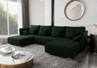 AX LIVING Grün U Form Sofa mit Schlaffunktion Florinna 345cm