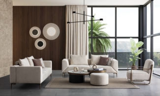 Sitzgruppe/Sofa Set - Wohnzimmergarnitur "Cerise" 3+3+1-Beige