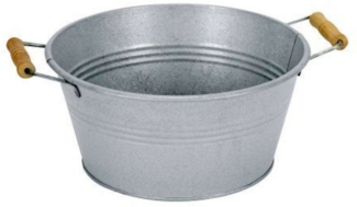 finehomegarden Pflanzschale Zink Schale mit Griff Metall Ø30cm H14cm Pflanzkübel (1 St), Miniteich Garten / Paket