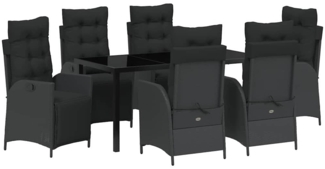 vidaXL Garten Essgruppe 7 pcs Schwarz Poly Rattan 3380537