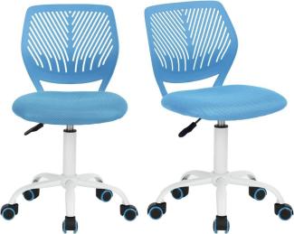 Blaue Ergonomische Bürostühle 2er Set Verstellbar Drehstuhl Stoffsitz