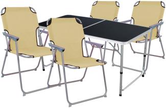 5-teiliges Campingmöbel Set Black Alu 120x60x58/70cm beige