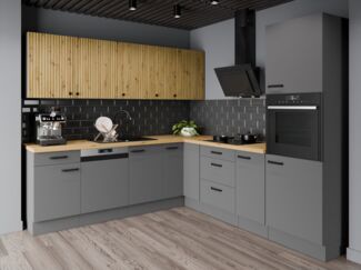 Winkelküche NESSA + AVA 250x250 Küchenzeile Einbauküche Eckküche Küche Grau