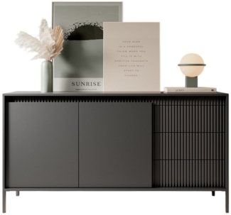 Compleo Kommode mit Lamellen, gerillte Front, JULO, zweitürig, Schubkastenkommode