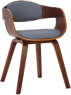 DELUKE® Besucherstuhl LONDON Kunstleder - 73x49x46cm, Walnuss/Grau Kunstleder Holz Gestell Konferenzstuhl Wartezimmerstuhl