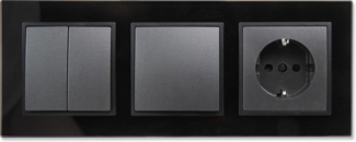 Schalter und Steckdosen Set McPower Flair ''Tür 3-fach-Style'' Glasrahmen