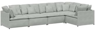 vidaXL Modulares Sofa mit Kissen Samt Hellgrau 3321337
