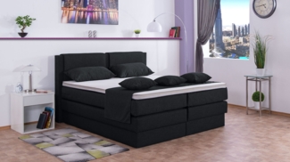 Meisterbetten Boxspringbett Dora 180x220 in W-Anthracite, Matratzenbezug Nano, Komfortschaum-Topper