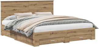 vidaXL Bettrahmen Artisan-Eiche 180 x 200 cm Holzwerkstoff 3409623