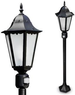 hofstein Außen-Stehlampe »Fabiano« Außenstehleuchte mit Bewegungsmelder, Aluguss schwarz matt, ohne Leuchtmittel, mit Klarglas-Scheiben, Wegeleuchte 122cm, E27, je max. 100 Watt, IP44