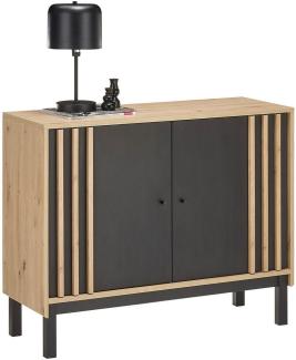 Kommode VOLANO Beistellkommode Sideboard Artisan Eiche Nb. / Schwarz ca. 105 x 84 x 39 cm