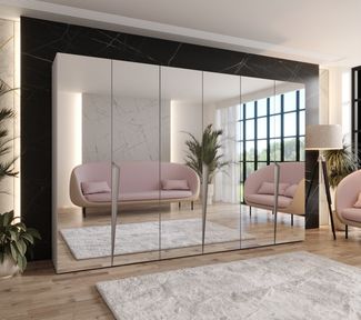 ABIKS MÖBEL Drehtürenschrank PIANO 3 Schlafzimmerschrank mit Spiegel Kleiderstange und Regalen