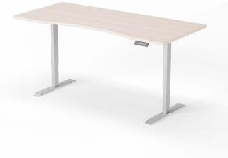 elektrisch höhenverstellbarer Schreibtisch CURVED 200 x 90 cm - Gestell Grau, Platte Eiche