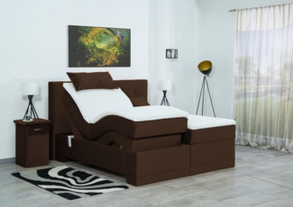 Meisterbetten Boxspringbett Lapi 200x220 in VS-Braun, Matratzenbezug Nano, Ergoflex-Topper