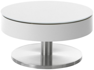 Couchtisch >SUVA< mit Stauraumfach, weiss, Glas/ Metall/ MDF - 40x79cm (HxD)