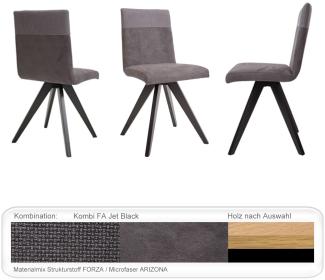 4x Stuhl Gelia Varianten Polsterstuhl Massivholzstuhl Esszimmerstuhl Eiche natur lackiert, Kombi FA Jet Black