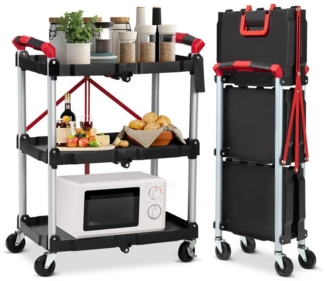GarveeMore Küchenwagen Küchenwagen klappbar,Servierwagen mit Rollen,Beistellwagen,Küchenregal, 1 St, Packung